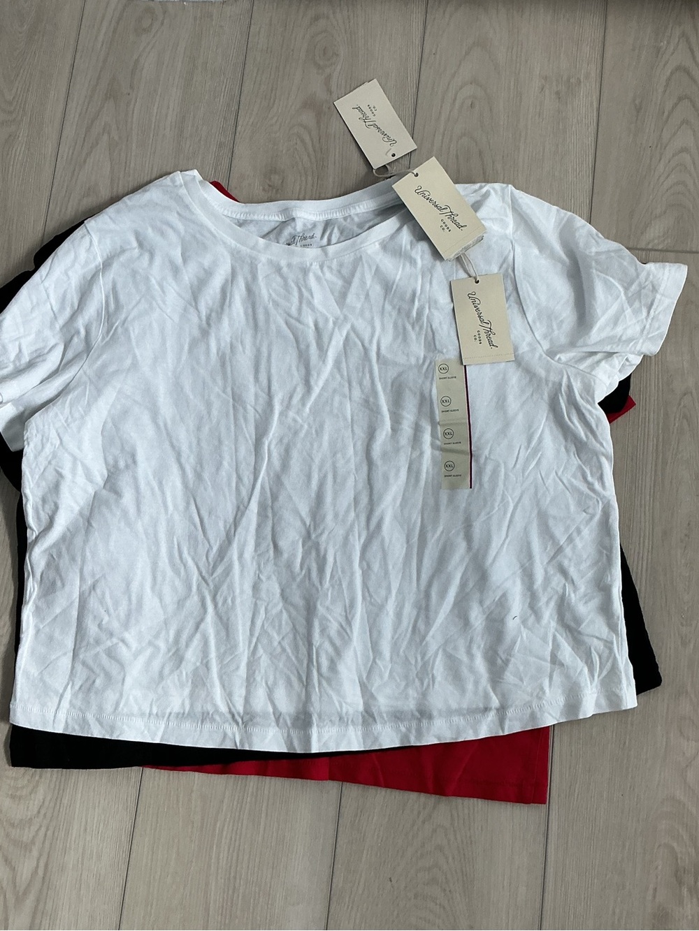 Universal Thread Black & Red Layered Crop Tee Set